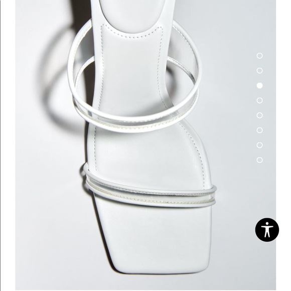 High heel white sandals with thin vinyl straps. Squared toe. Comfortable classy - Picture 3 of 7